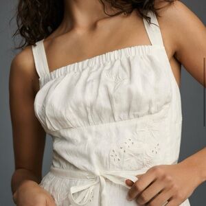 Square Neck Linen Midi Dress